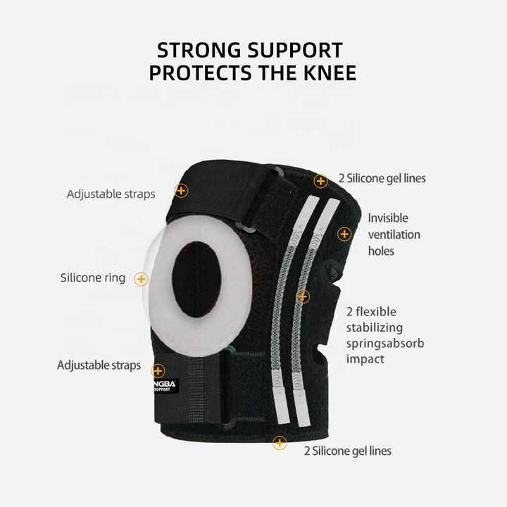 Open patella knee support Knee Brace with Side Stabilizers for Meniscus Tear Knee Pain Injury Recovery Adjustable Knee Support Men and Women